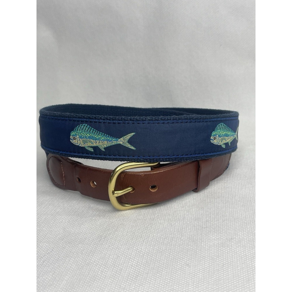 Leather Man Ltd Premium Top Grain Leather Golf Fishing Blue Mahi Belt Size 40